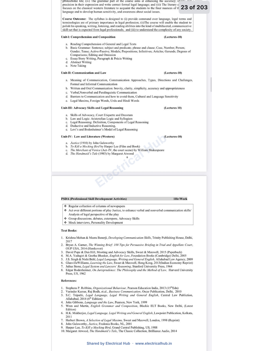 Legal Language, Legal Writing and General English β Official Syllabus