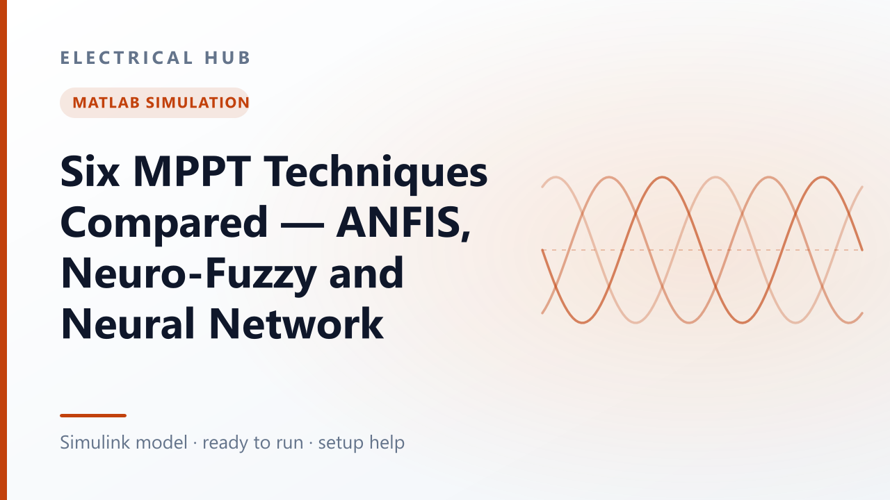 Six MPPT Techniques Compared — ANFIS, Neuro-Fuzzy and Neural Network